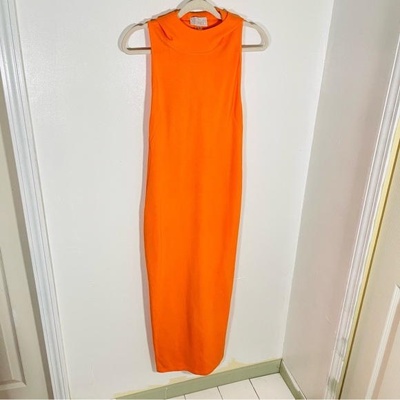 NEW Victor Glemaud Cut Out Hooded Dress Orange Athleisure Athletic Size Small - Picture 5 of 8